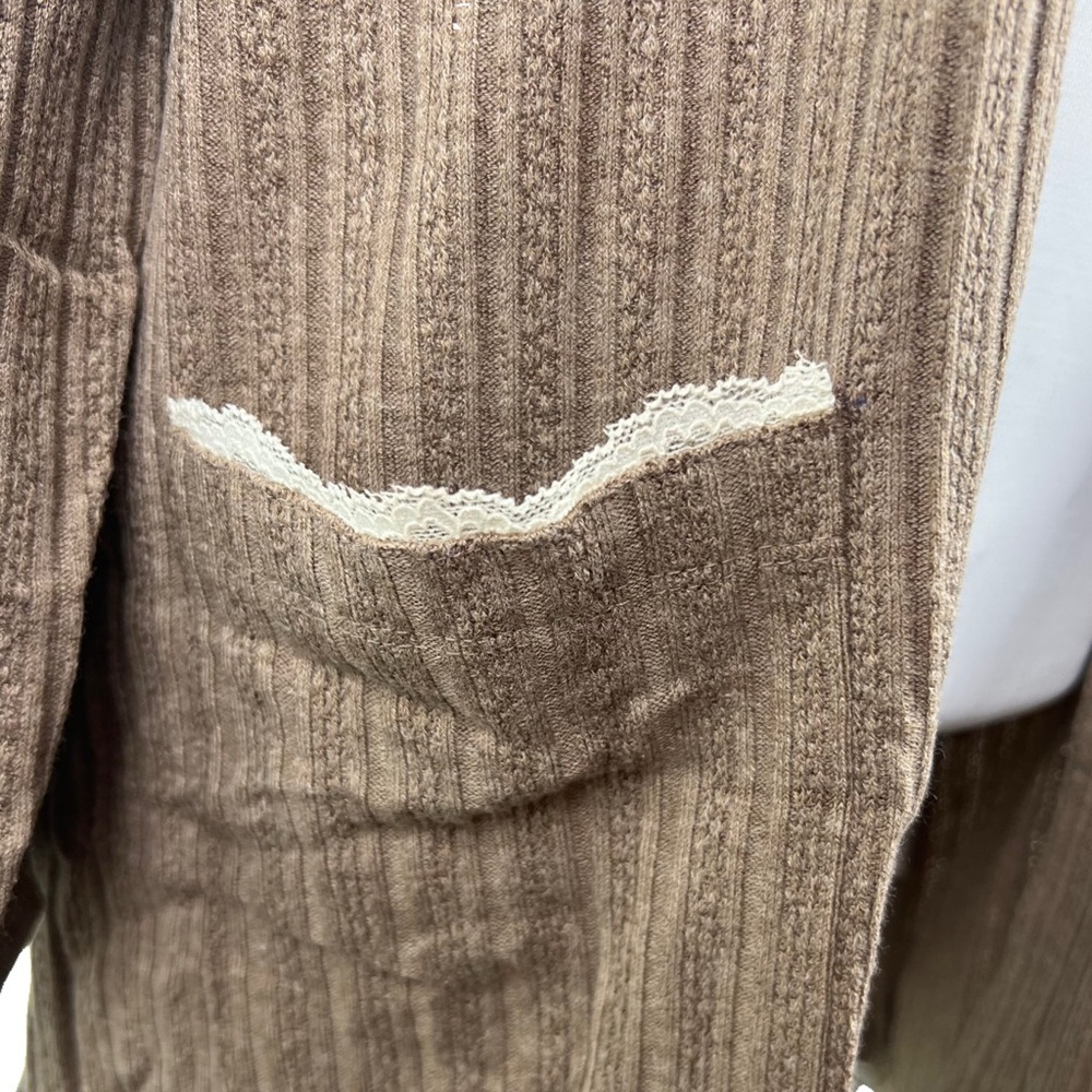 NWT Blu Pepper Size Medium Cozy Ribbed Open Front Cardigan Brown - Picture 4 of 6